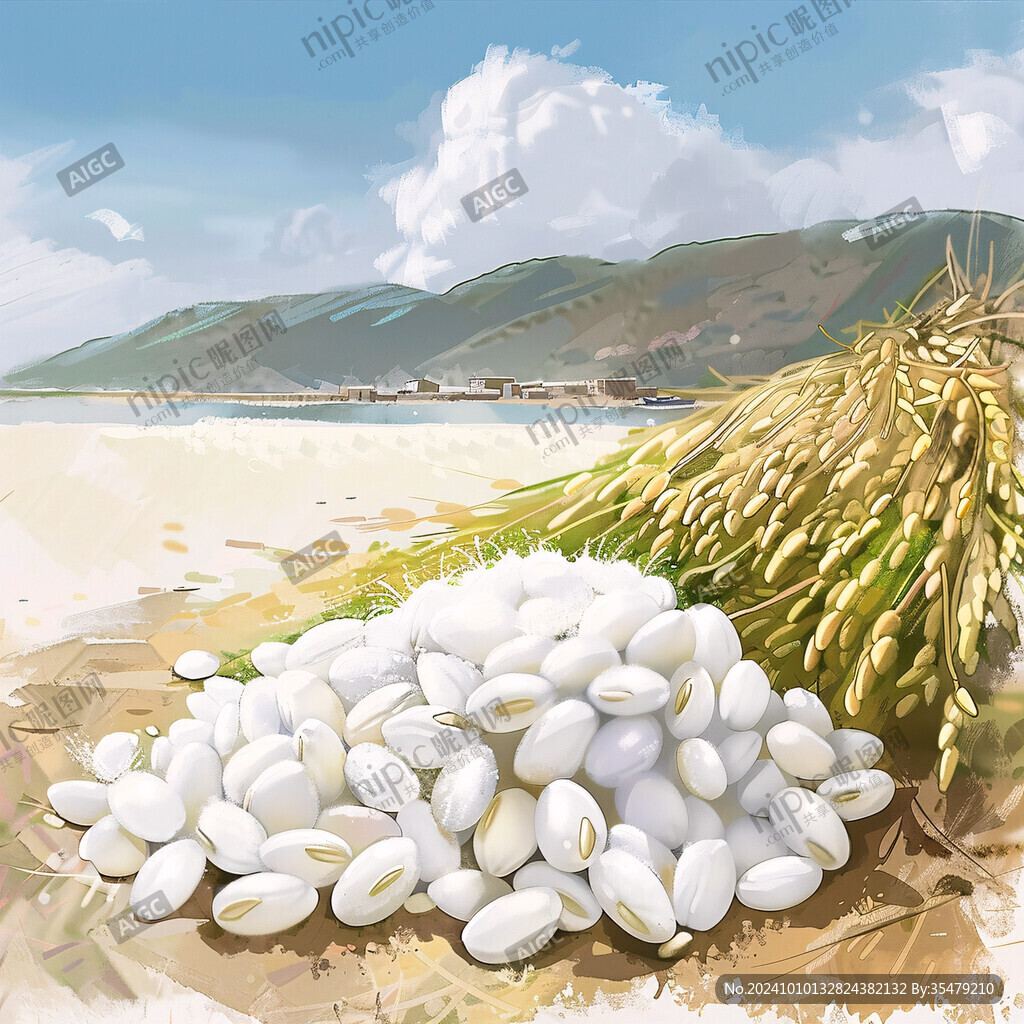卡通曬糧食