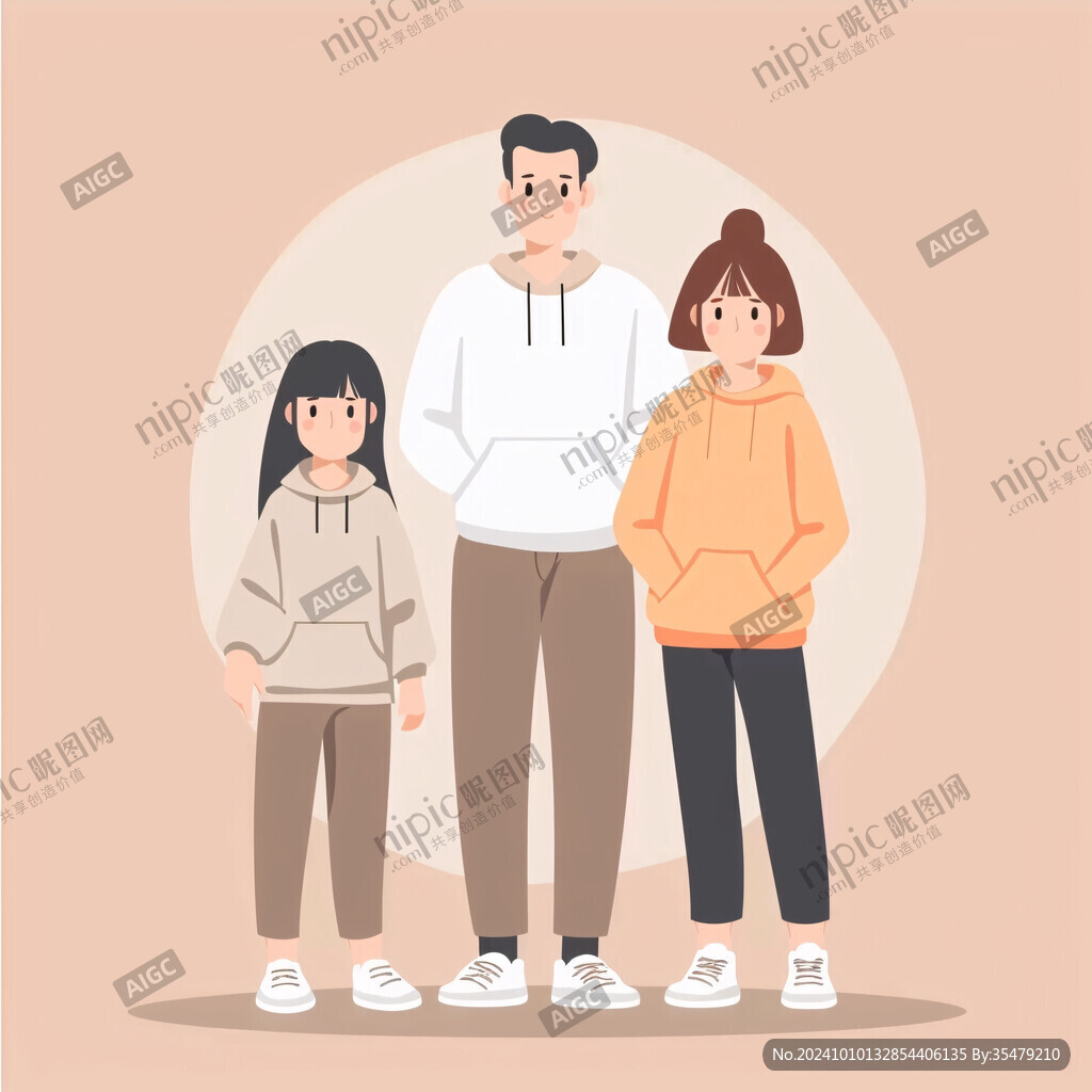 一家三口插畫