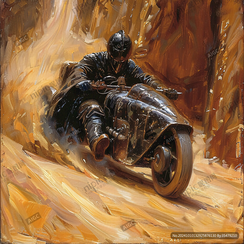 摩托車油畫
