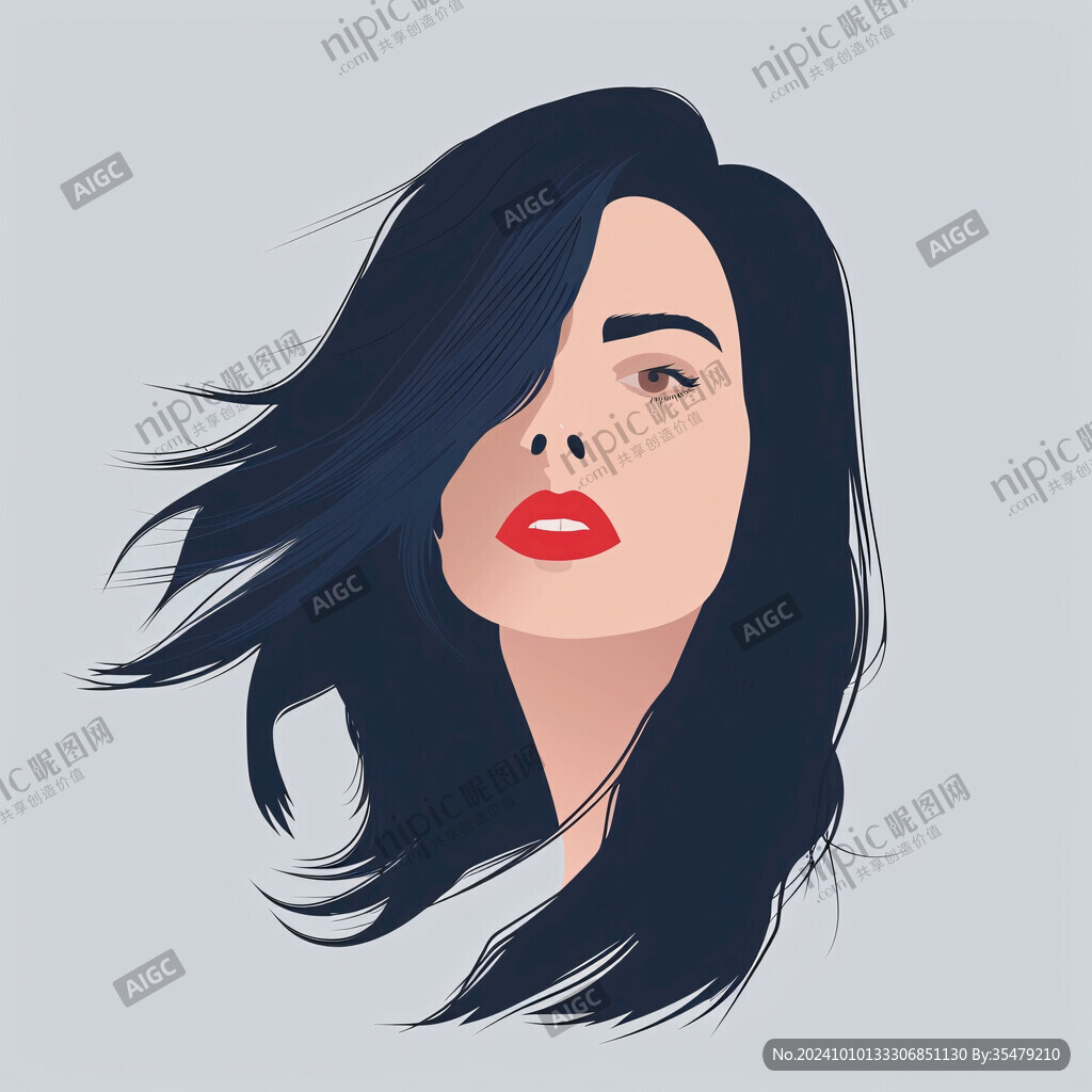 人物頭像美女插畫