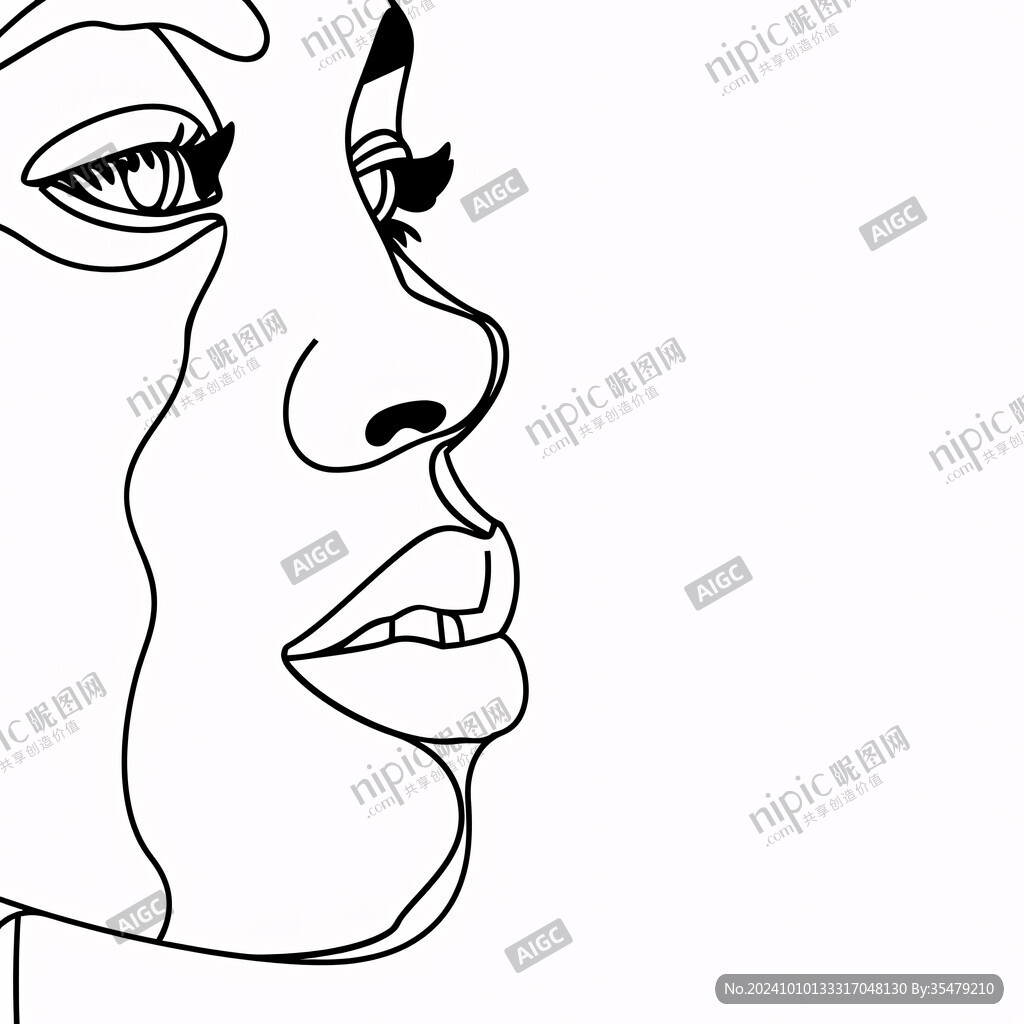 手繪女性側(cè)臉