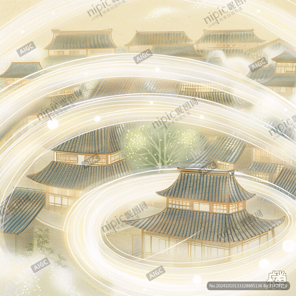 閣樓皇宮銀杏插畫