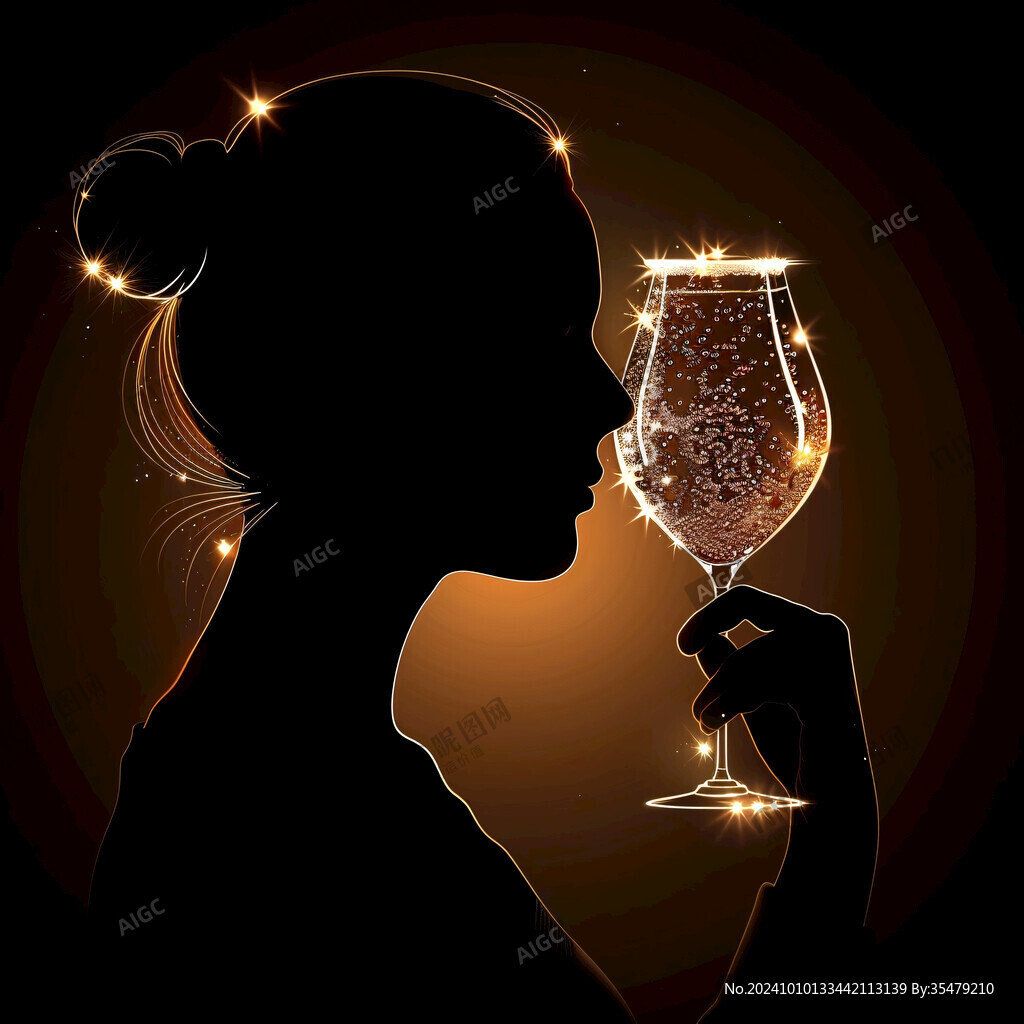 端酒杯的女生