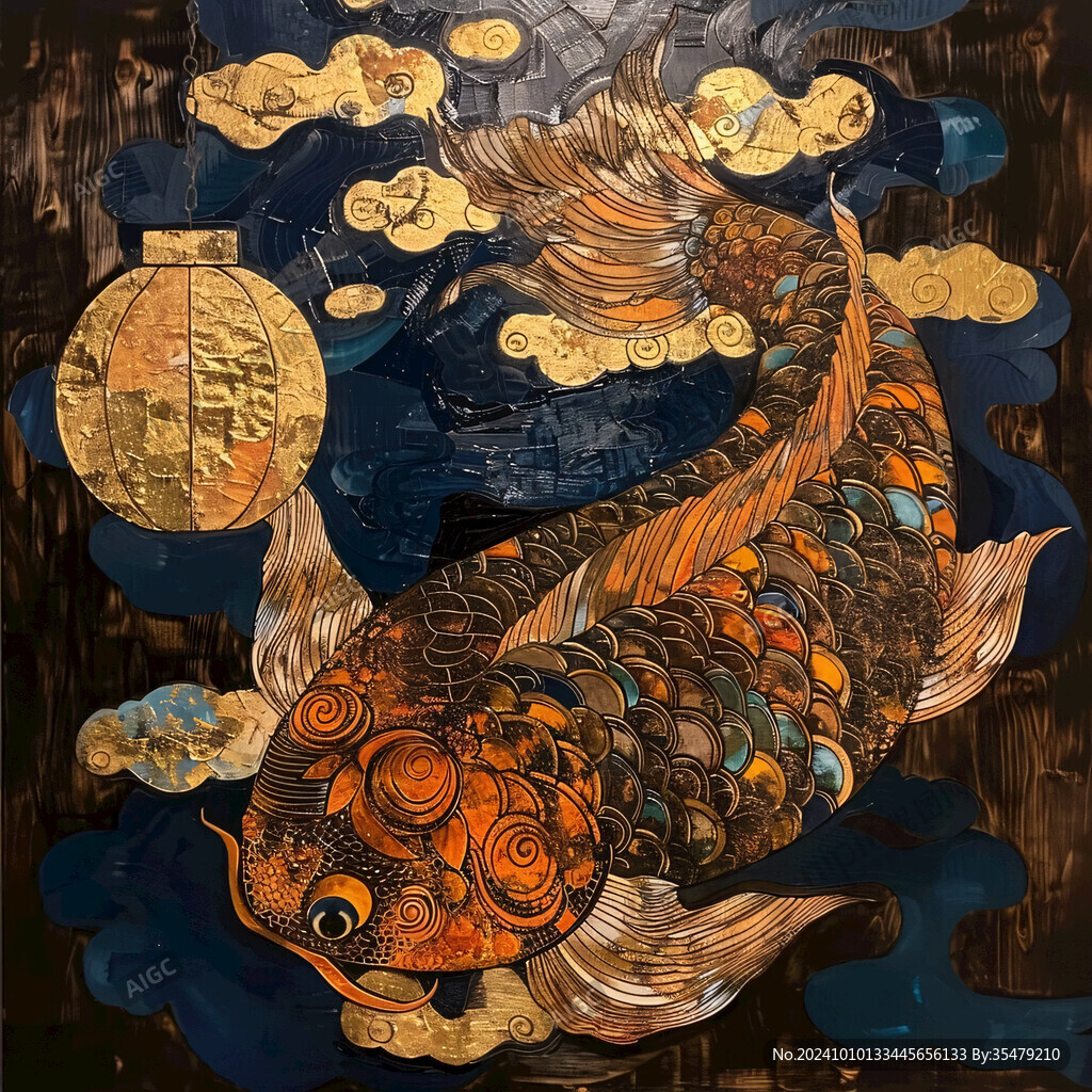 古風國潮招財魚圖