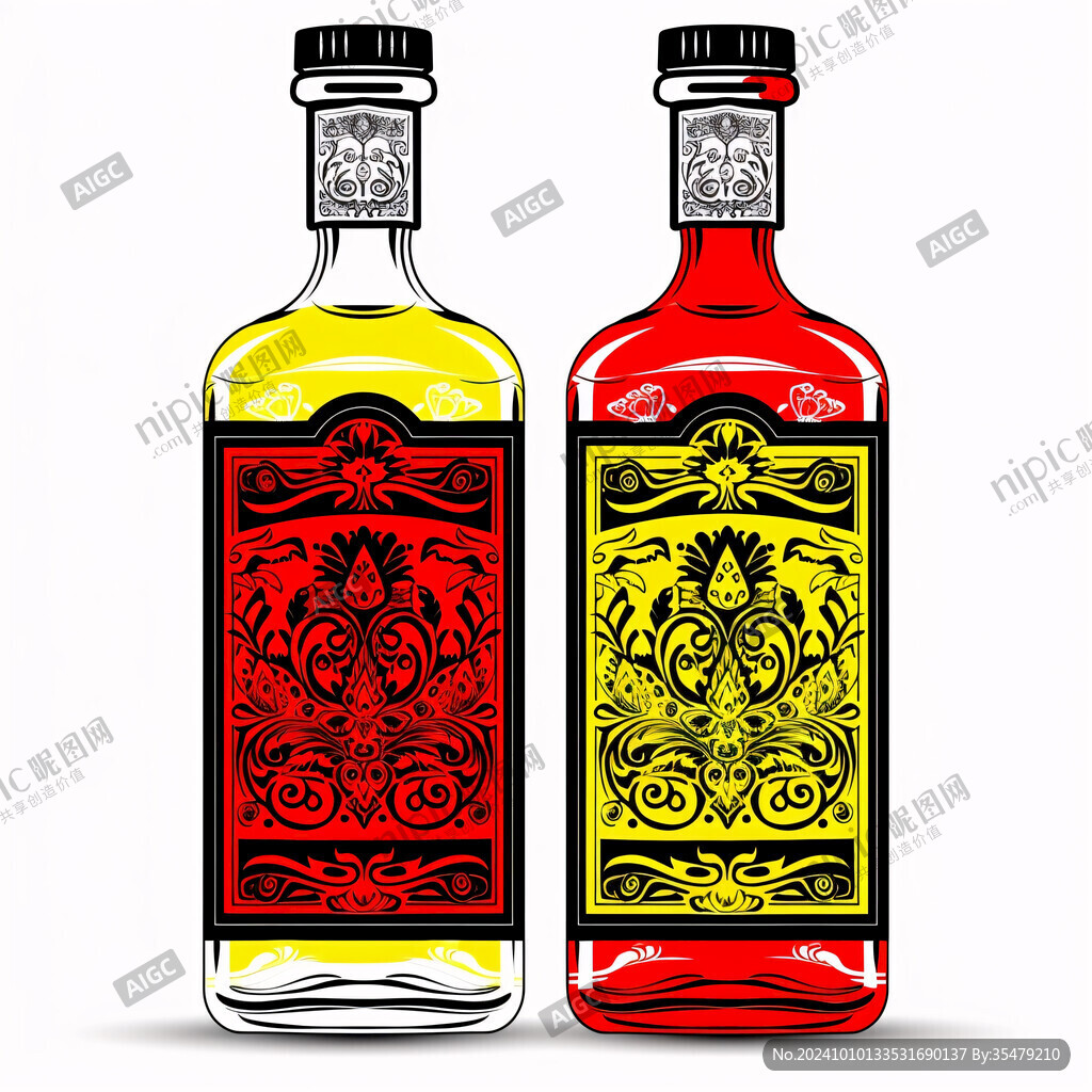 紅黃兩色酒瓶