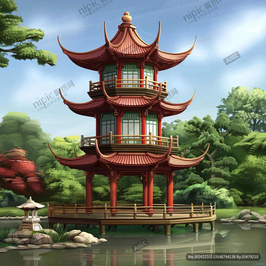 中式塔樓公園