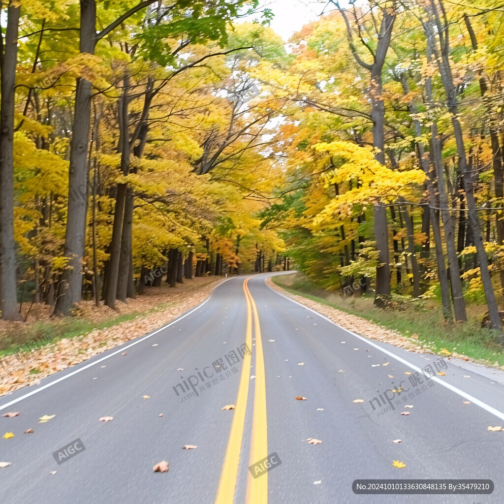 秋天的馬路素材
