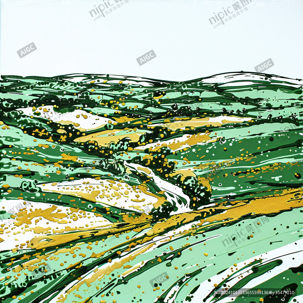 水稻梯田插畫