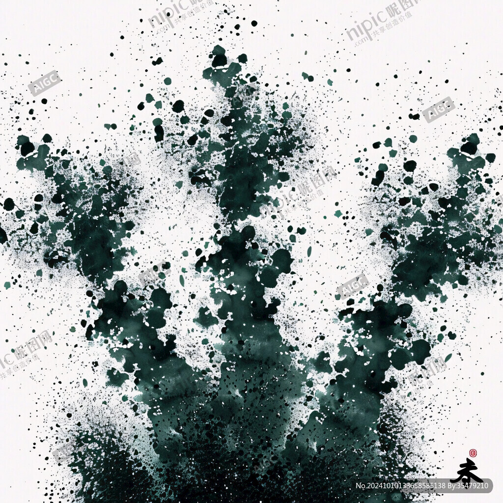 青色水墨暈染