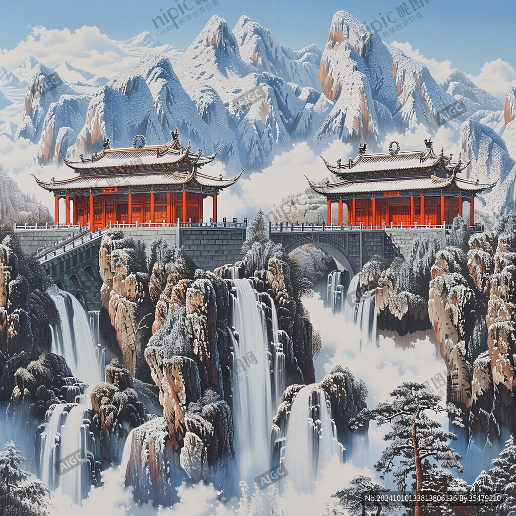 新中式樓閣皇宮山水