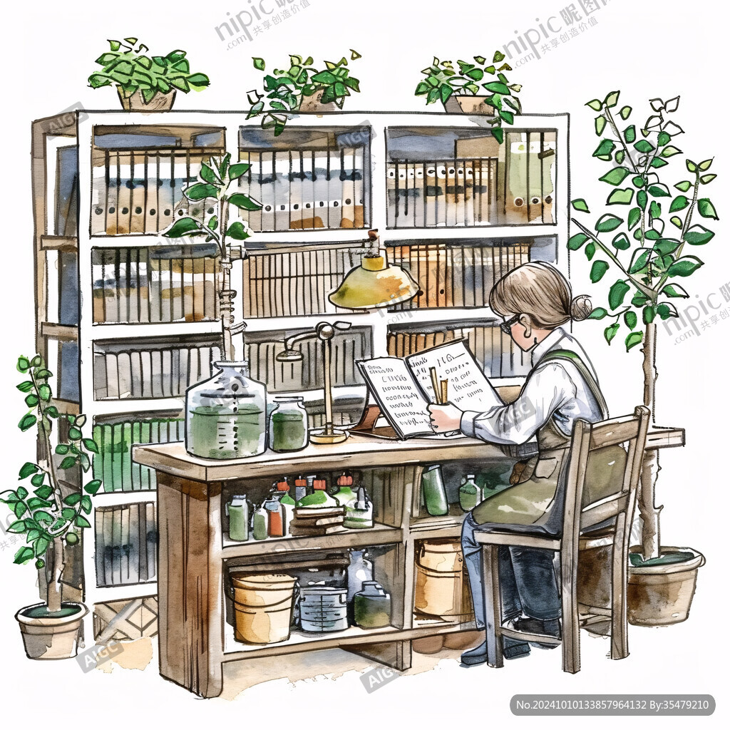 場(chǎng)景咖啡植物插畫