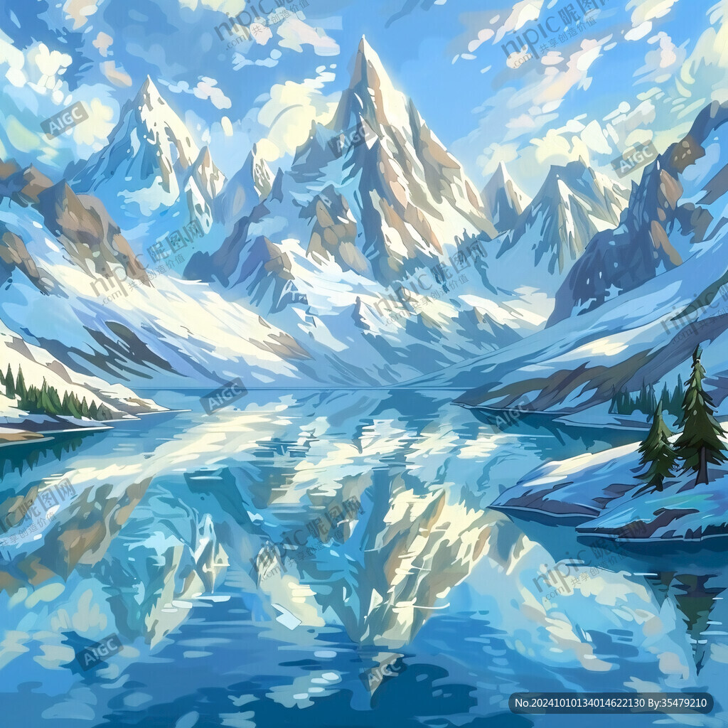 雪山河流圖