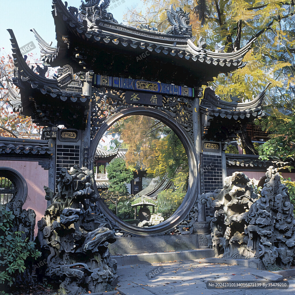 中式園林古典園林月門