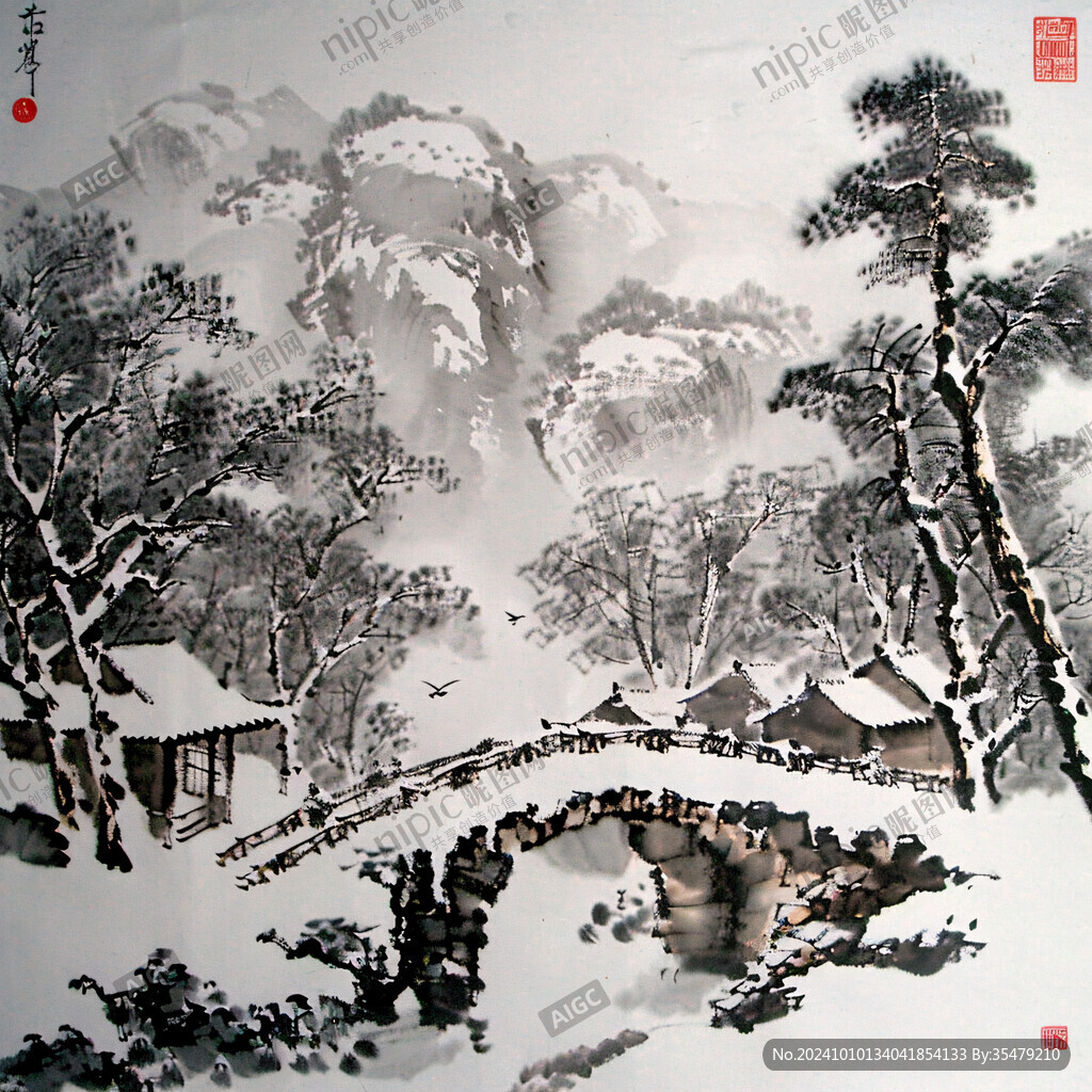 傳統雪景國畫