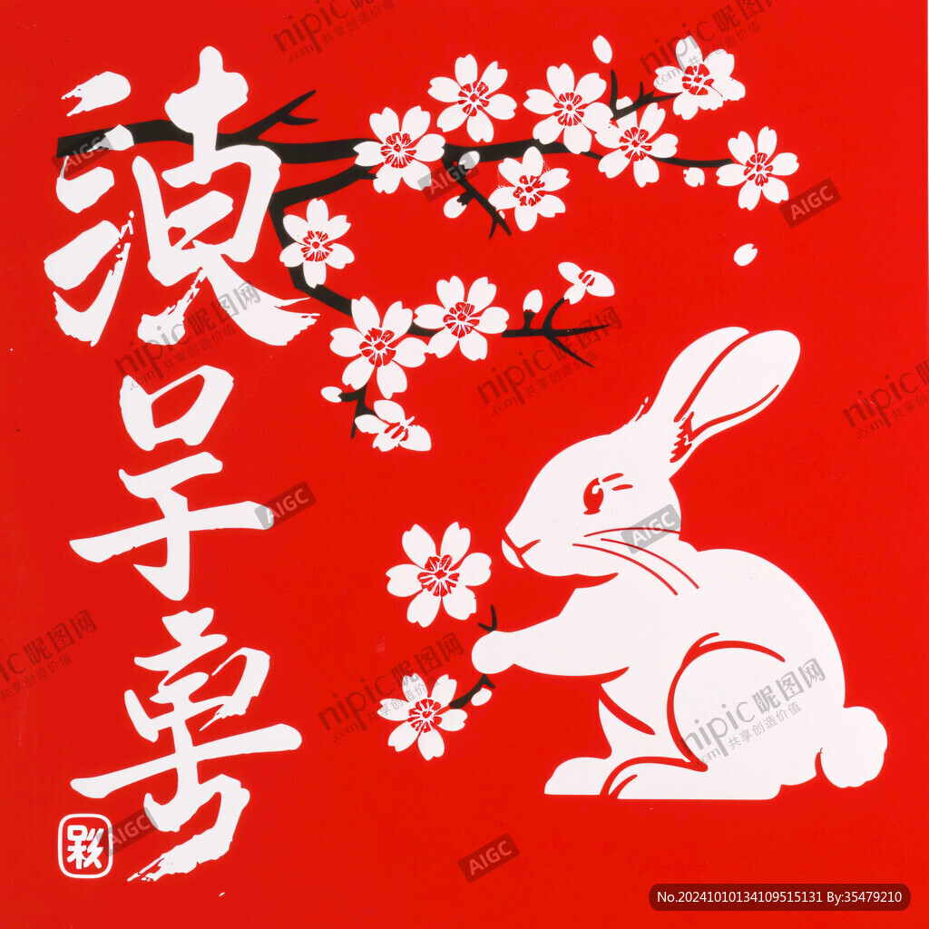 兔年海報(bào)紅色手繪