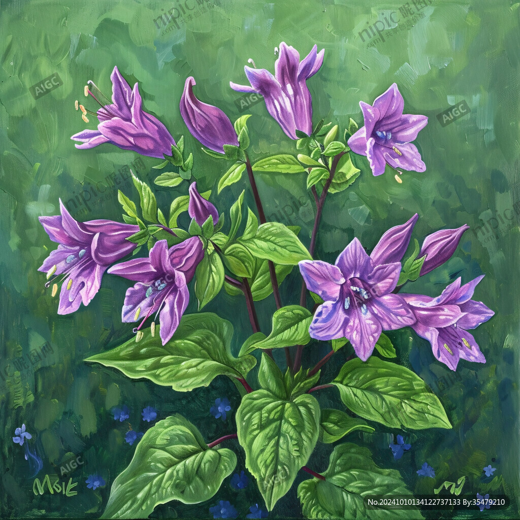 原創(chuàng)油畫油紫色花