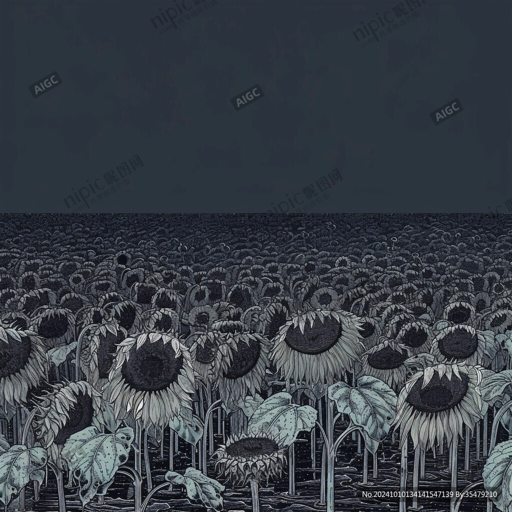 手繪花海向日葵