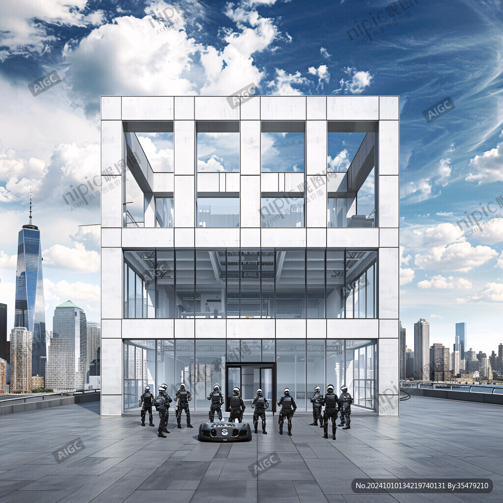 3d玻璃金屬材質(zhì)建筑