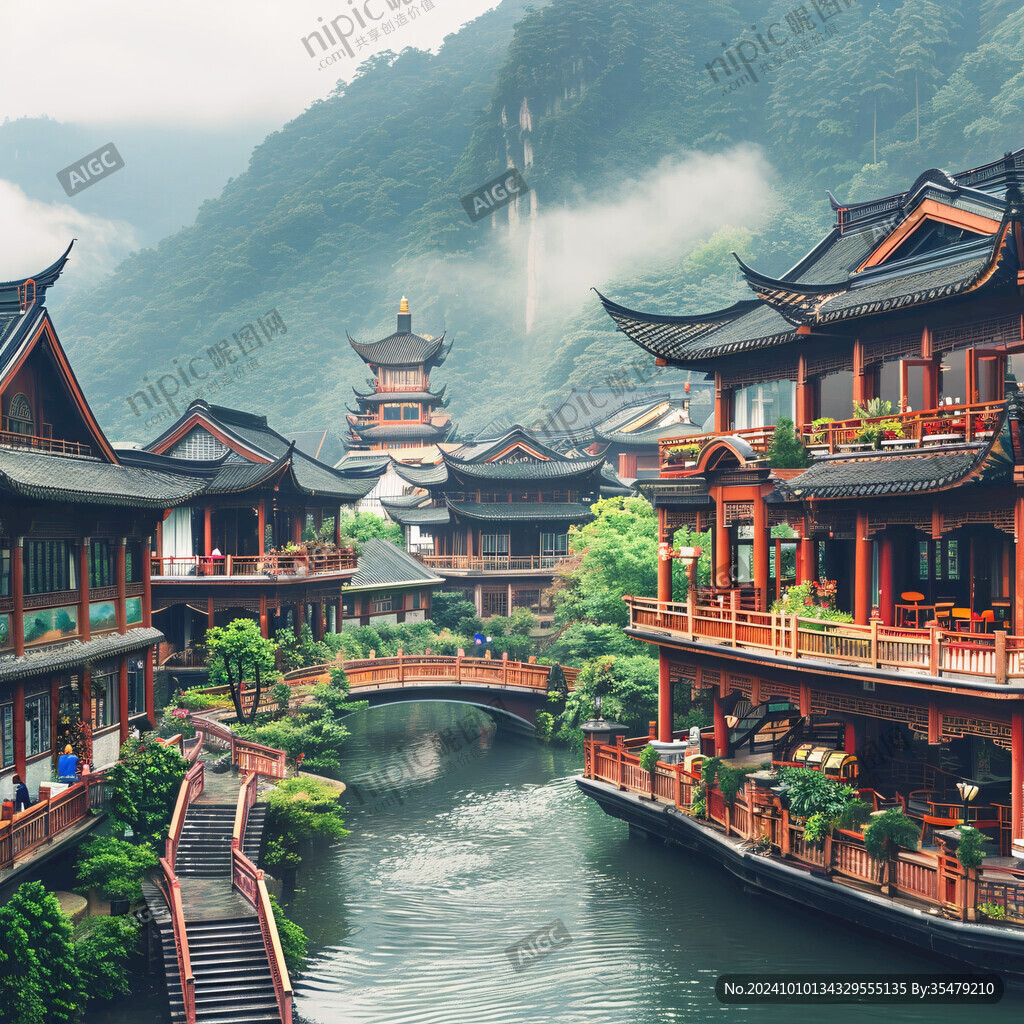 旅游景區(qū)亭臺樓閣