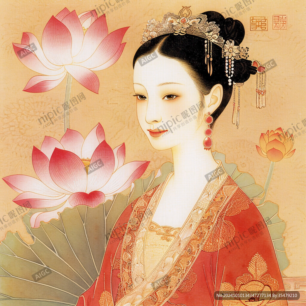 宮廷美女人物插畫