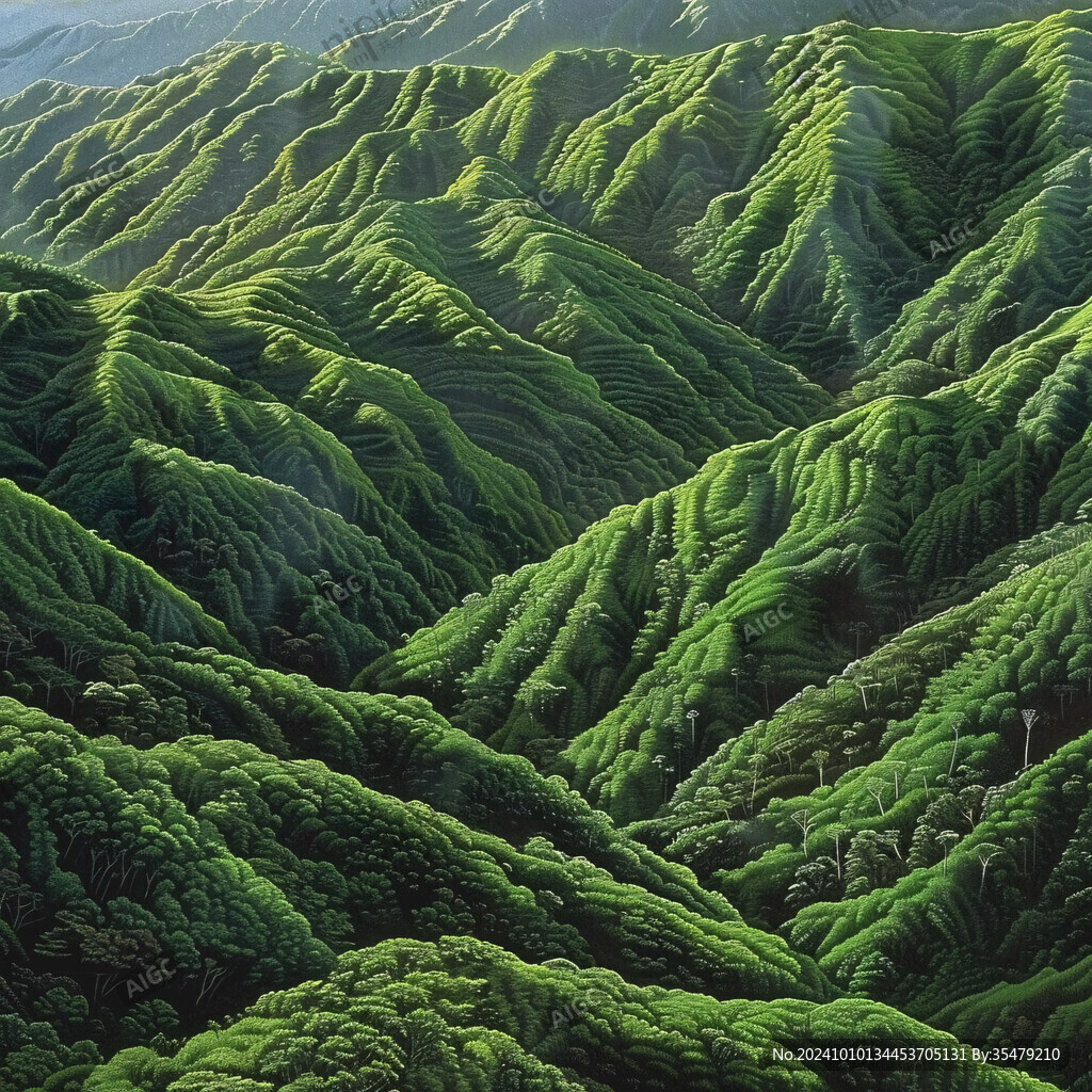 手繪青綠山