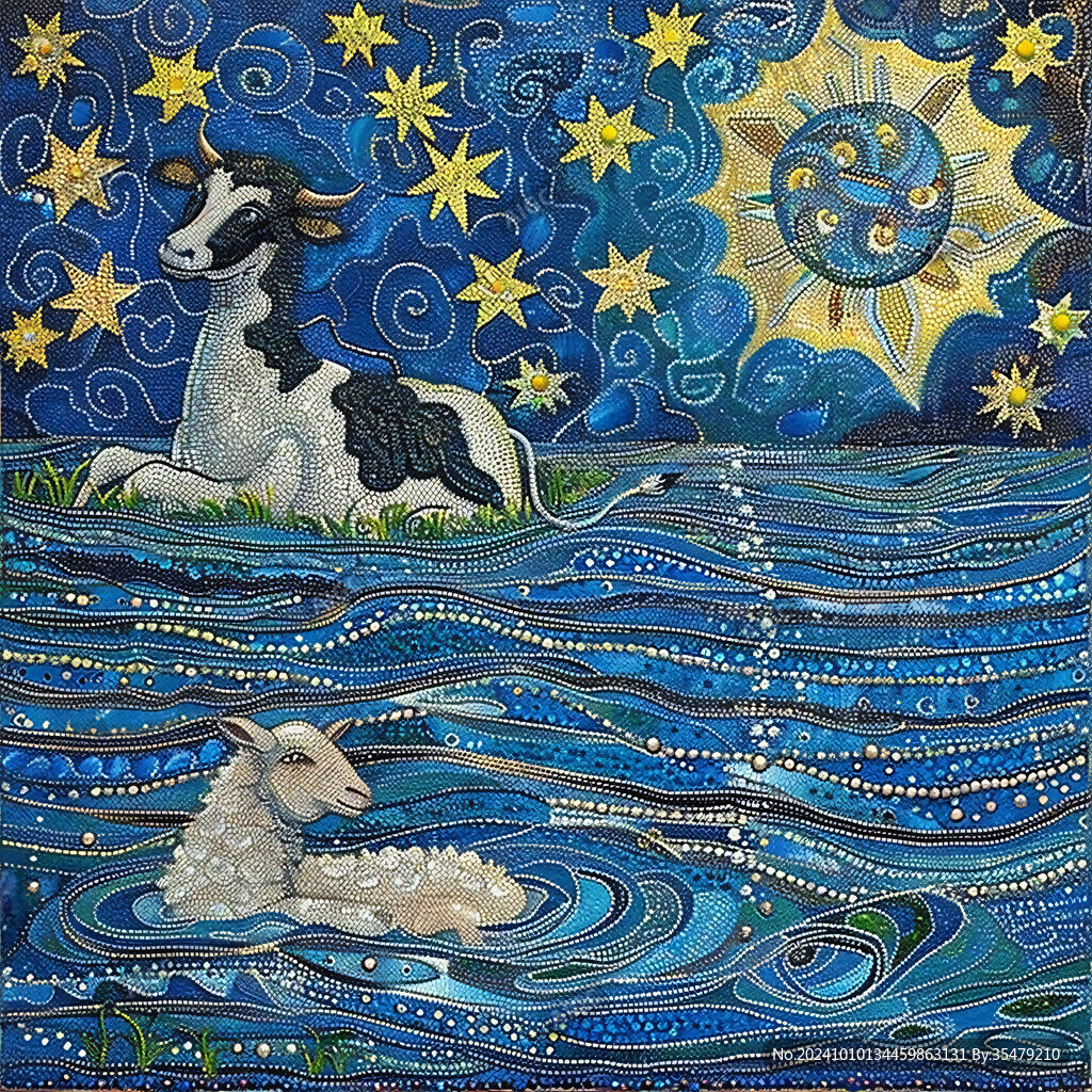 蔚藍(lán)星空飛馬壁畫
