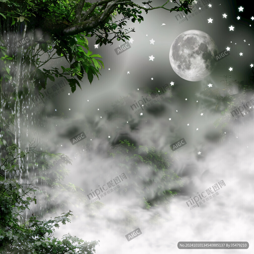 月夜竹林背景