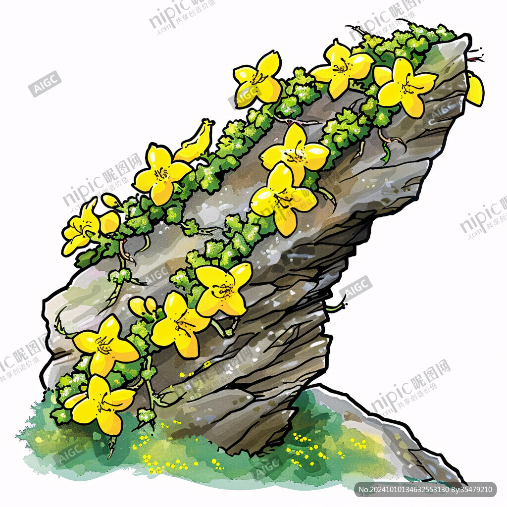 蘭花假山插畫