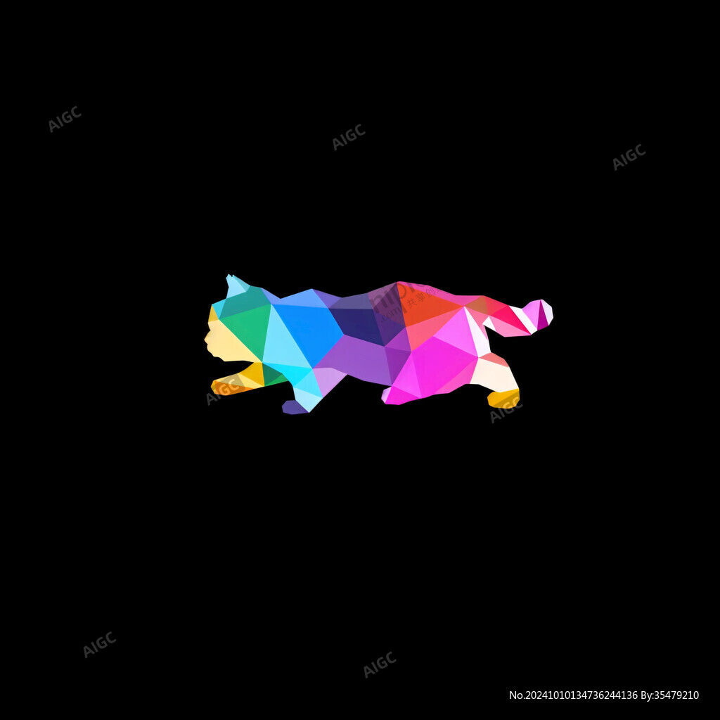 幾何撞色老虎插畫