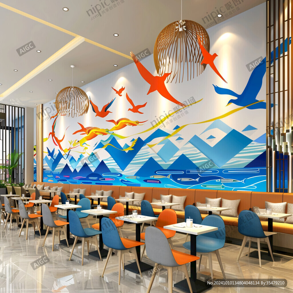 時尚魚餐館壁畫