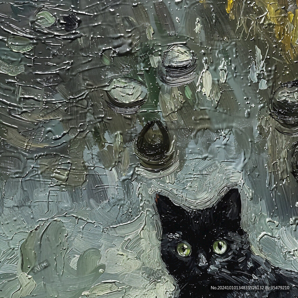 躲雨的貓咪