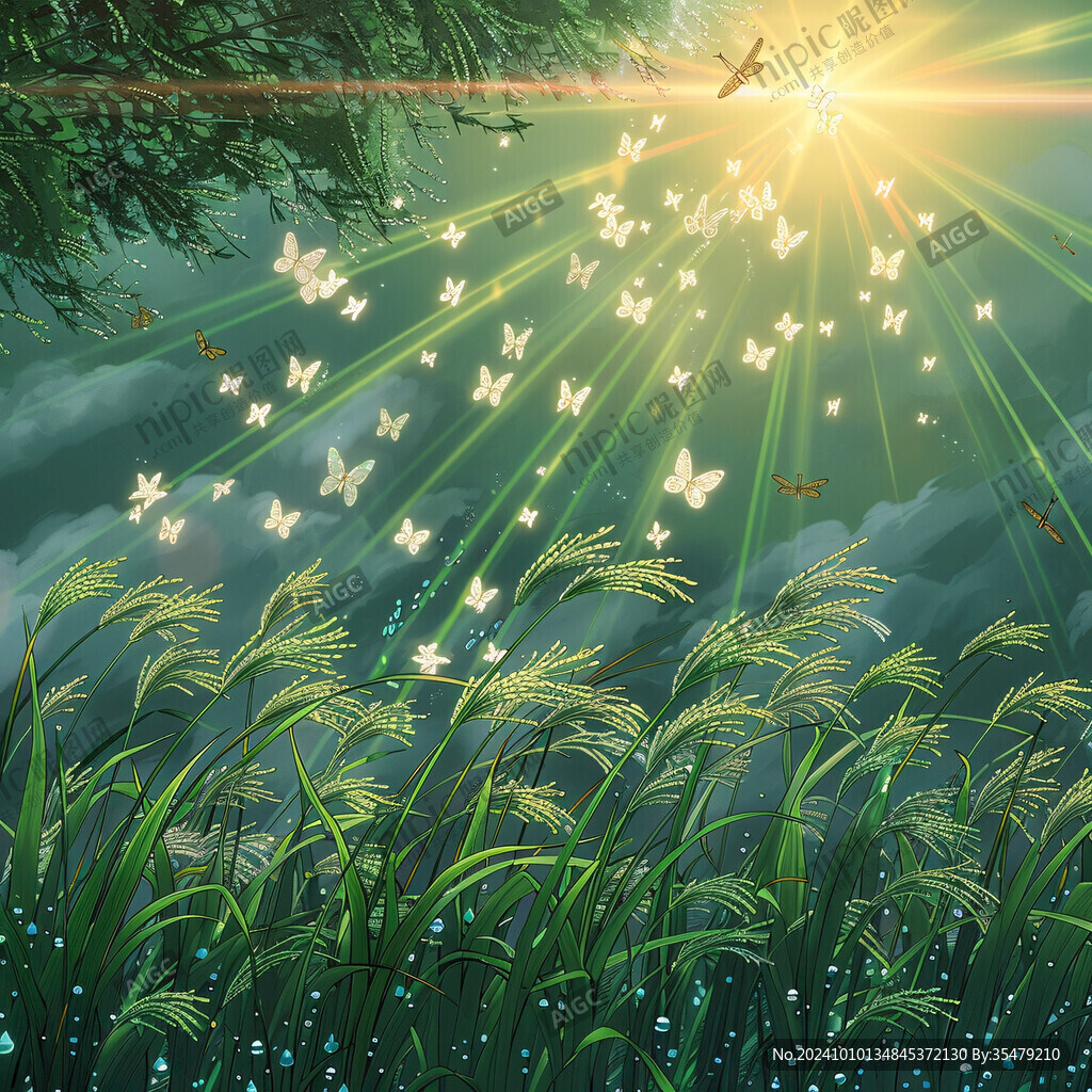 蜻蜓草地背景