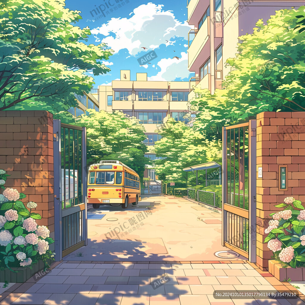 唯美校園插畫