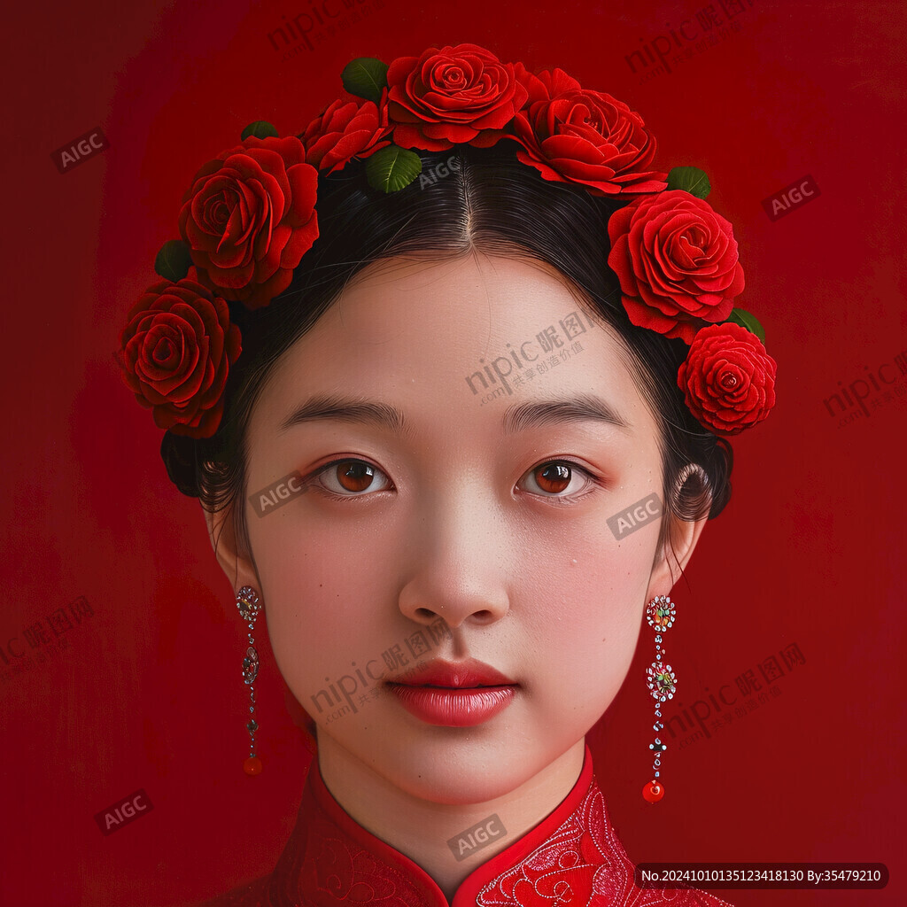 中式新娘插畫