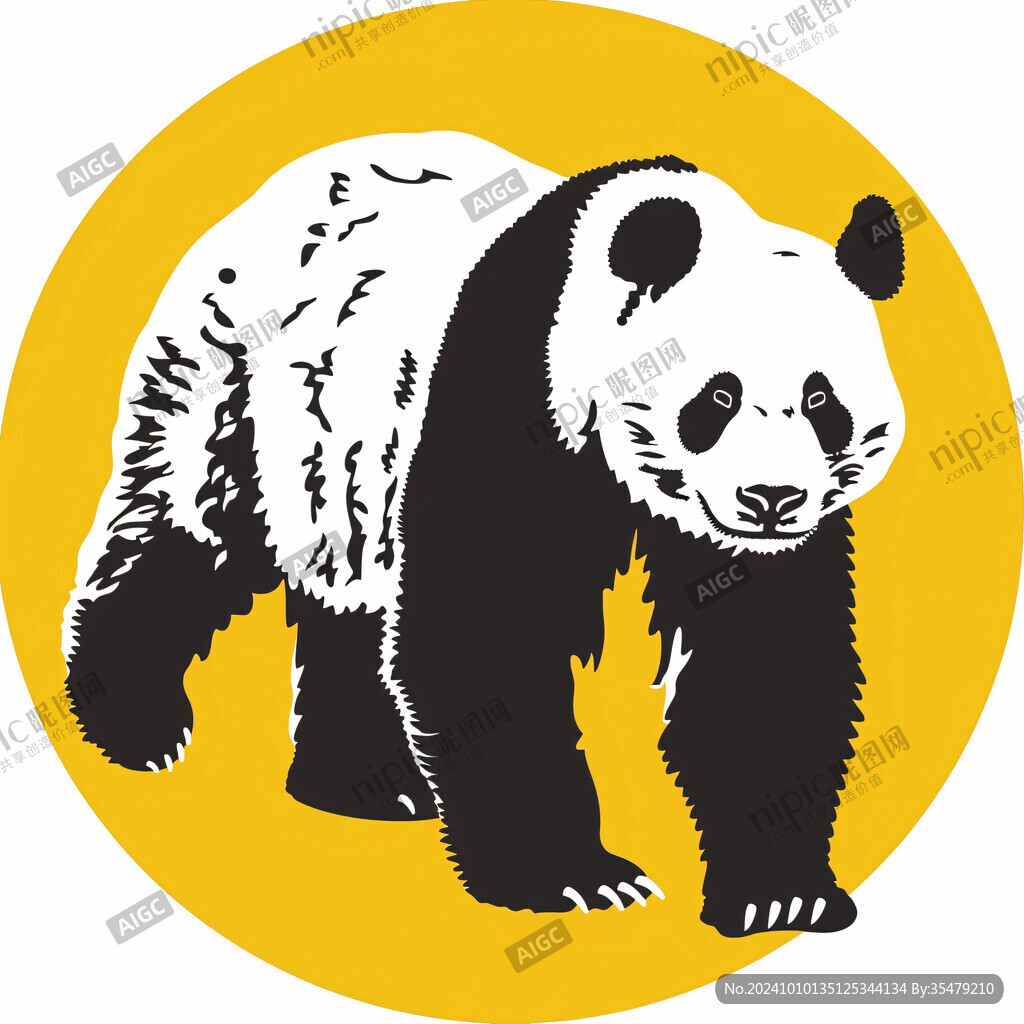 珍稀動物熊貓插畫