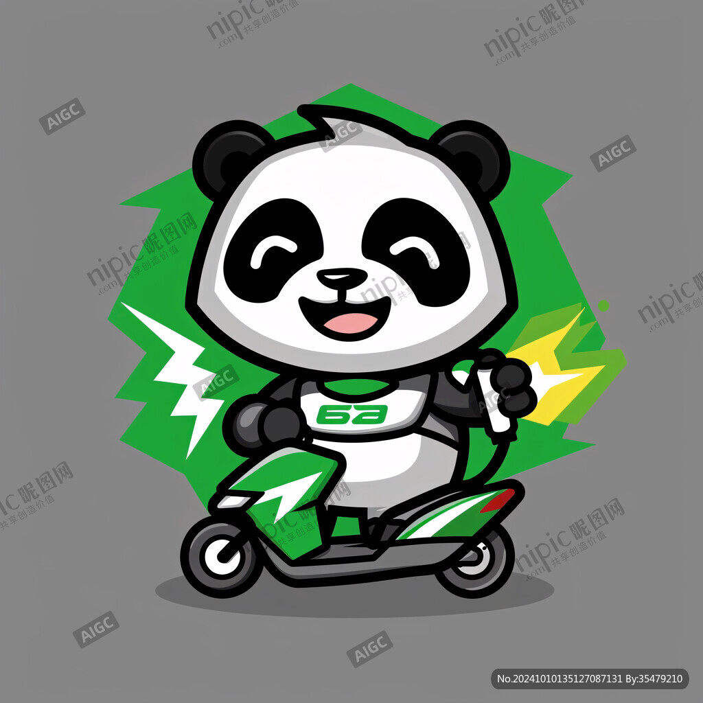卡通熊貓送外賣形象
