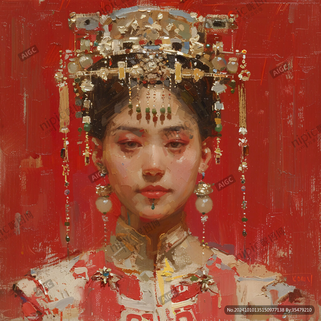 中式新娘插畫