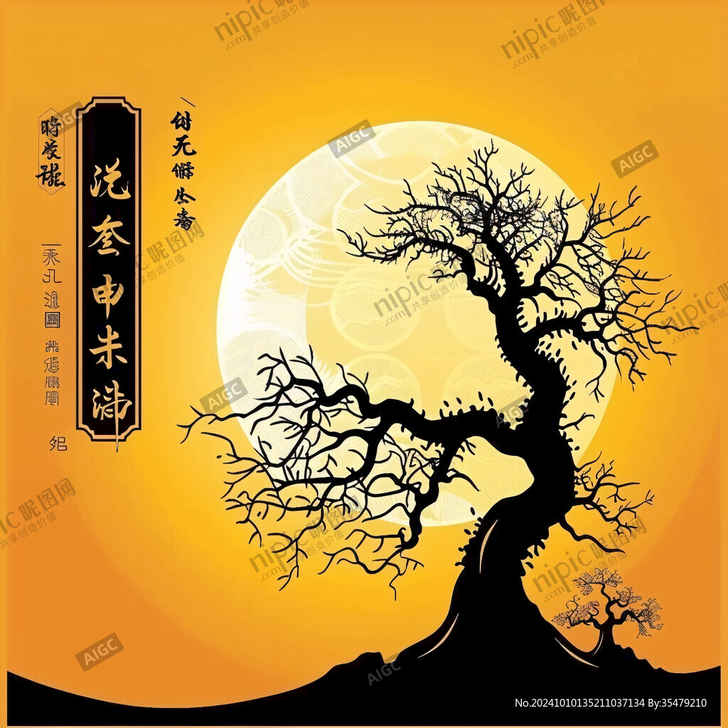 中秋吊旗滿月