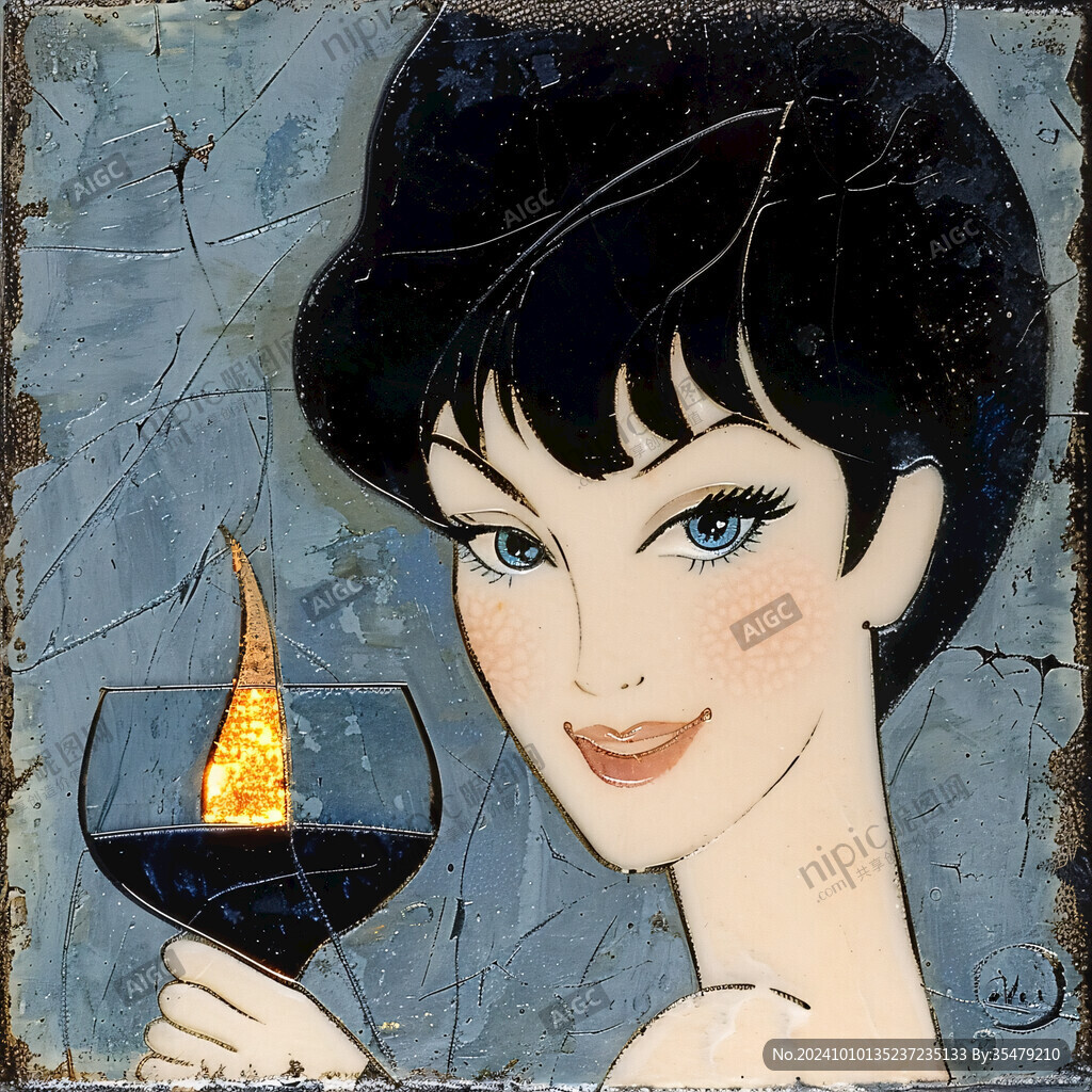 紅酒女人插畫
