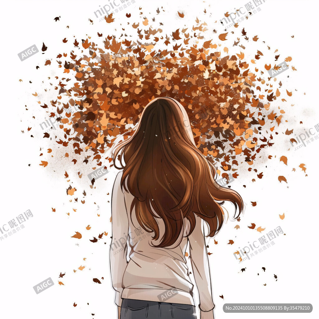 背影女孩插畫