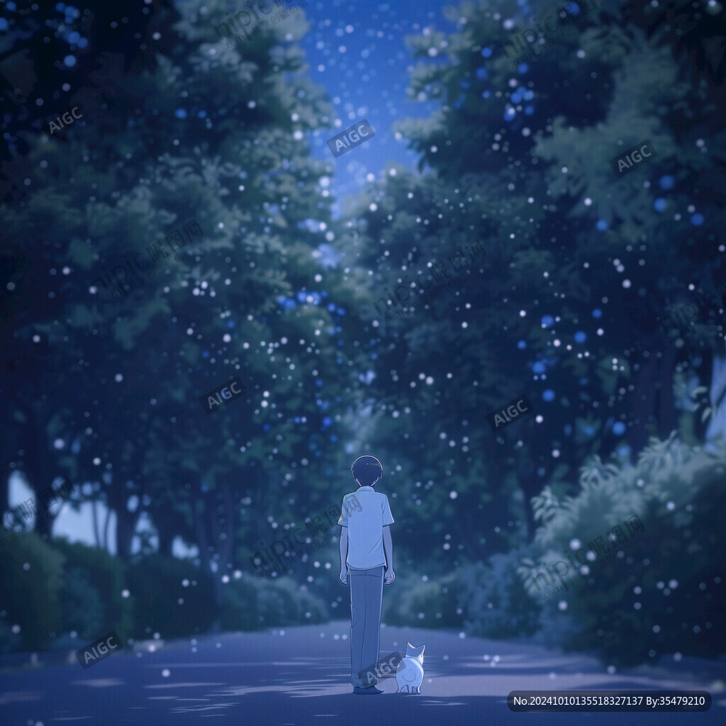 螢火蟲之夜插畫海報