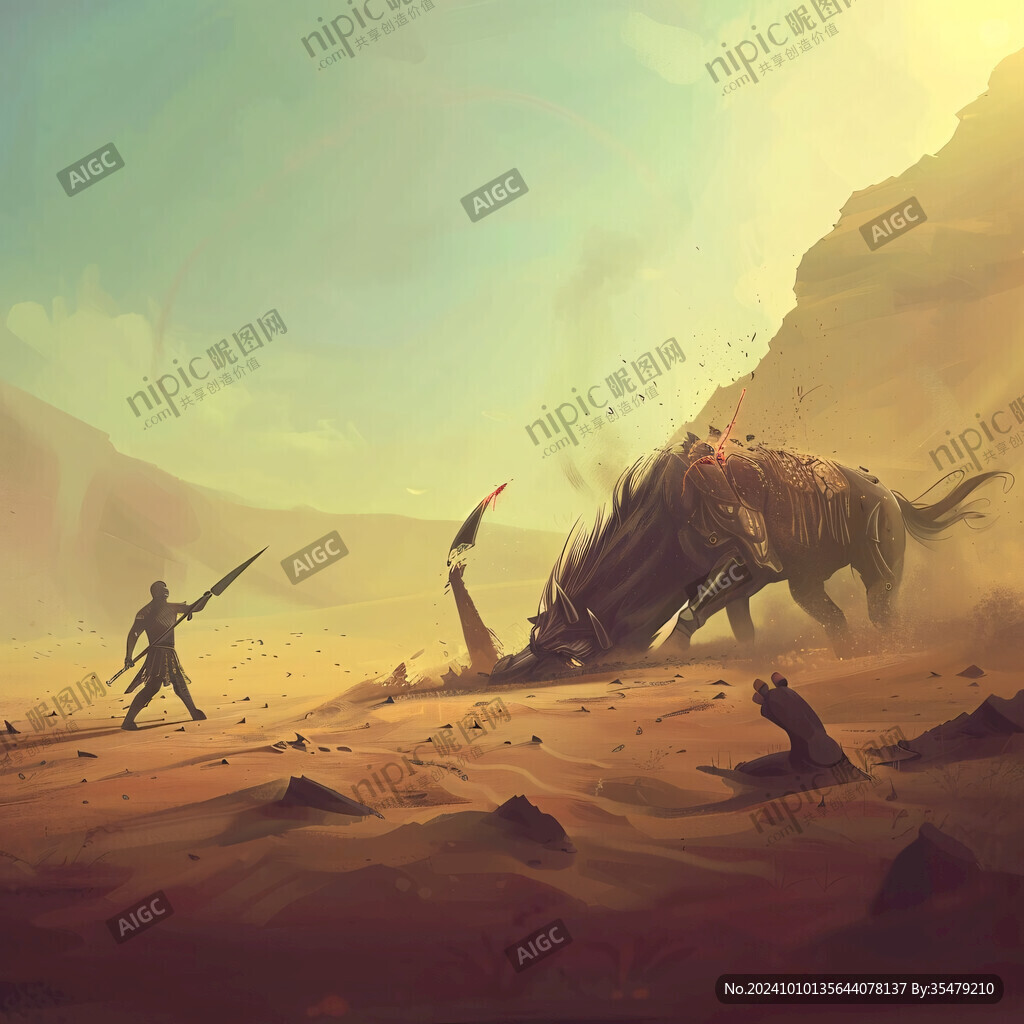 恐龍在沙漠插畫