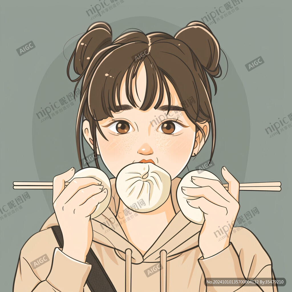 吃螺螄粉的女孩插畫