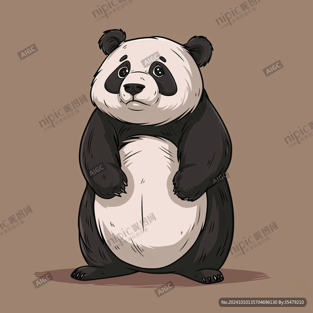 珍稀動(dòng)物熊貓插畫