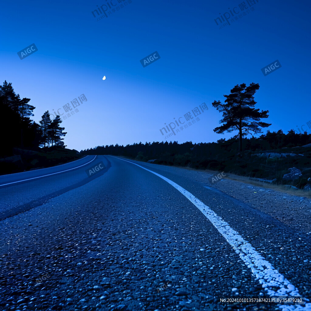 山路傍晚夜幕