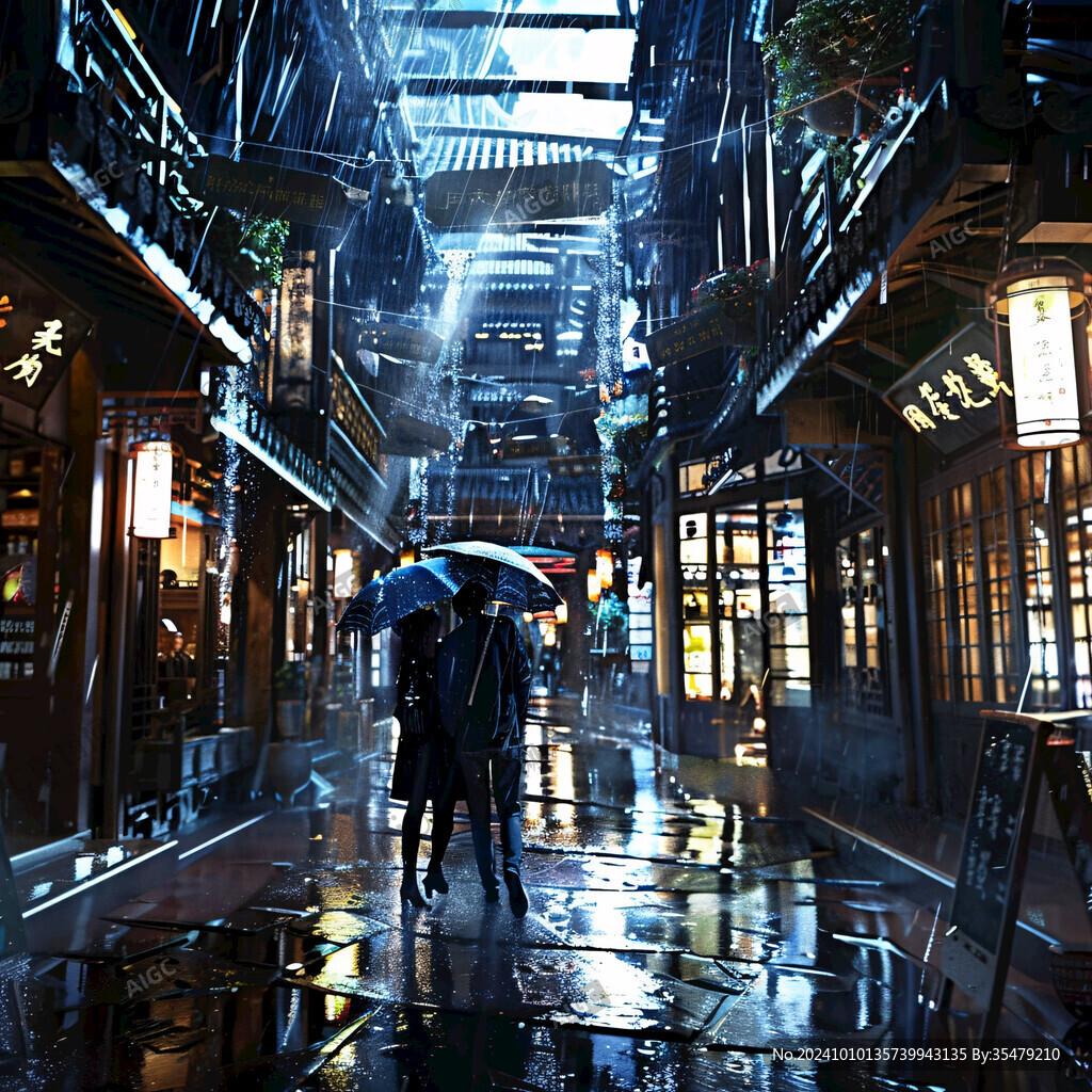 雨巷插畫