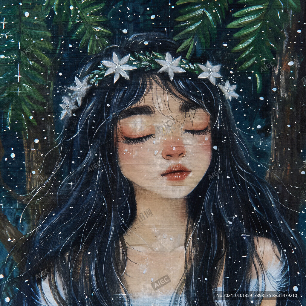 森系女孩插畫