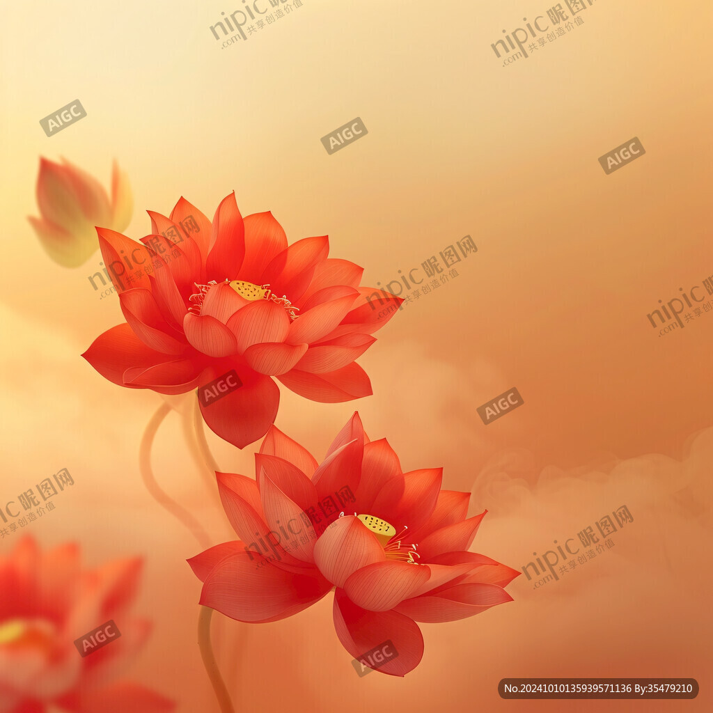 紅荷花背景圖