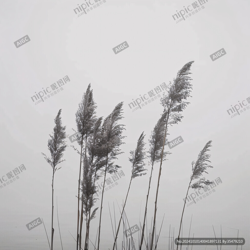 風中枯蘆葦叢