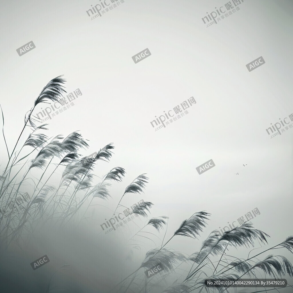 畫意蘆葦光影背景
